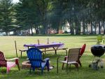 picnic area with table, chairs and firepit