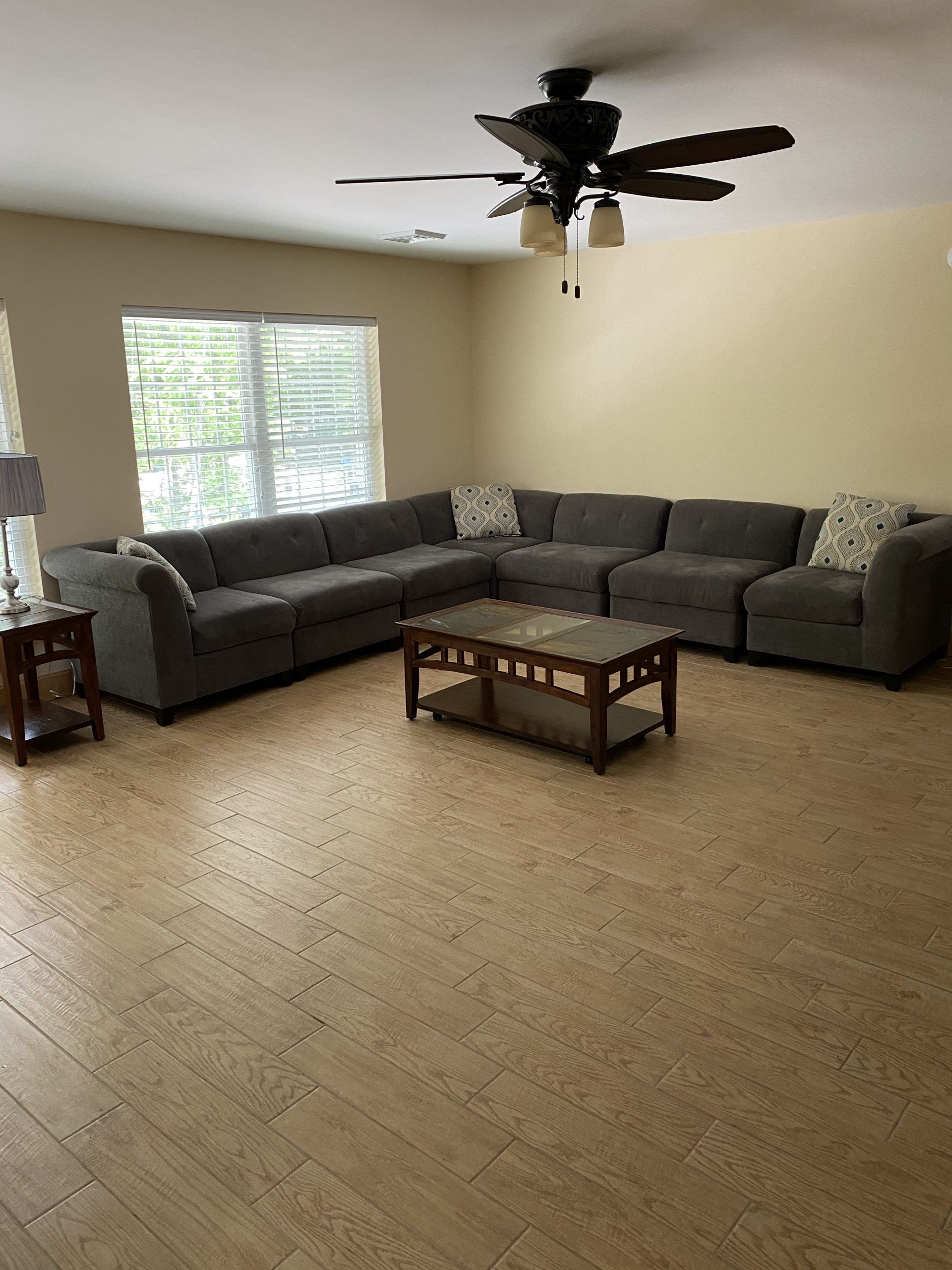 living room sectional coffee table ceiling fan